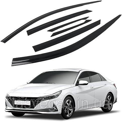 Дефлектори вікон (вітровики) Hyundai Elantra 2020 - 2023 6шт. (Autoclover/Южная Корея)