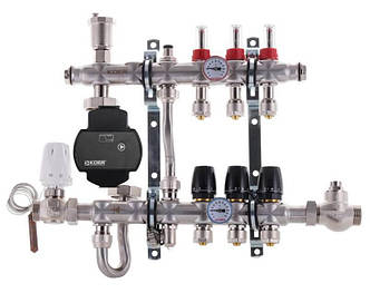 Колектор Koer 1"х3 в зборі с частотним насосом, бічне підключення (Чехія) нержавіюча сталь SUS304