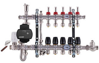 Колектор Koer 1"х5 в зборі с частотним насосом, бічне підключення (Чехія) нержавіюча сталь SUS304