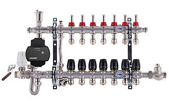 Колектор Koer 1"х7 в зборі с частотним насосом, бічне підключення (Чехія) нержавіюча сталь SUS304