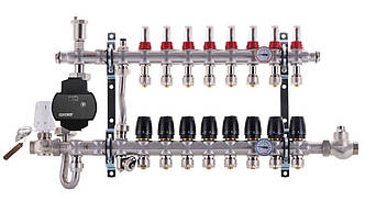 Колектор Koer 1"х8 в зборі с частотним насосом, бічне підключення (Чехія) нержавіюча сталь SUS304