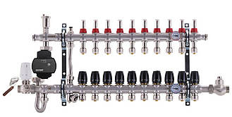 Колектор Koer 1"х10 в зборі с частотним насосом, бічне підключення (Чехія) нержавіюча сталь SUS304