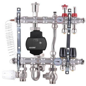 Колектор Koer 1"х2 в зборі с частотним насосом, нижнє підключення (Чехія) нержавіюча сталь SUS304