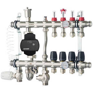 Колектор Koer 1"х4 в зборі с частотним насосом, нижнє підключення (Чехія) нержавіюча сталь SUS304