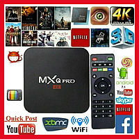 Цифрова Смарт ТВ приставка для телевізора з пультом Smart TV Box (4/32 ГБ) MXQ Pro 4K 5G Android Медіаплеєр