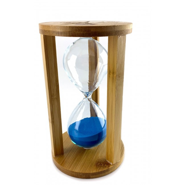 Годинник пісочний на 60 хвилин з бамбука 19х11х11см Синій
