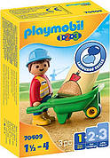 Ігровий набір арт. 70409 (6шт) Playmobil, Будівельник з тачкою,короб.