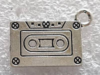 Магнитофонная кассета, подвеска, цвет - серебро, 20 мм