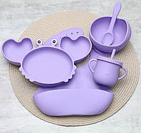 Набір дитячого посуду 5 предметів із силікону для годування, Дитячі набори посуду для прикорму