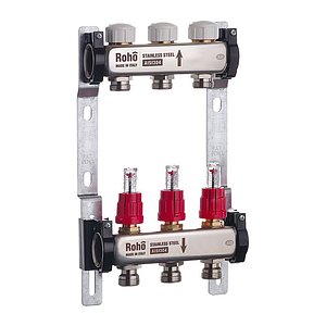 Колектор із витратоміром і термостатичними клапанами Roho R804-03 — 1"х 3 вих.