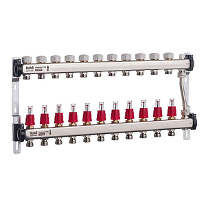 Колектор із витратомірами та термостатичними клапанами з байпасом Roho R814-11 - 1"х 11 вих.