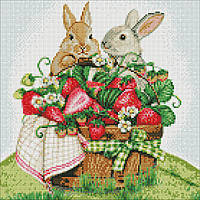 40х40 см Бриллиантовая мозаика - Кролики на пикнике