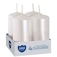 Упаковка свечей цилиндров перламутрово-белых 40*80 мм BISPOL