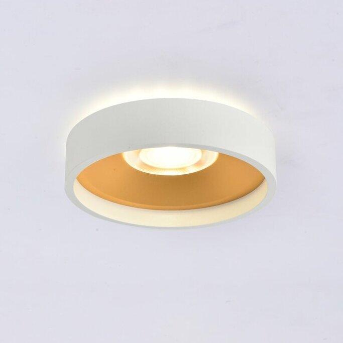 Світильник стельовий LED накладний 7W+4W LED підсвічування біло-золотистого кольору 3000K Sirius RT407 WT+GD