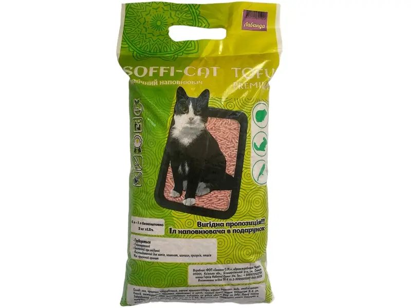 Наполнитель для кошачьего туалета соевый 3 кг (7 л) Soffi-Cat Tofu Лаванда - фото 3 - id-p2053583516