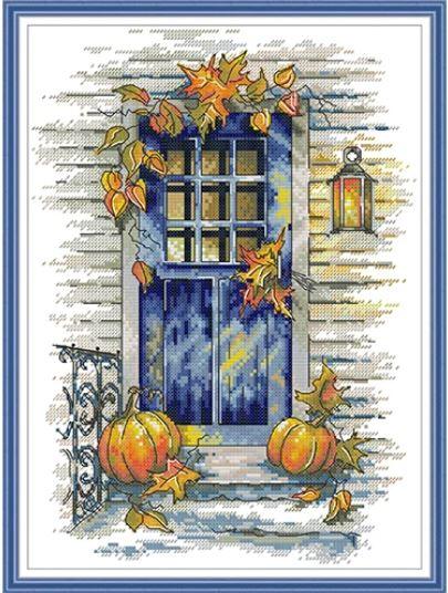 Набір для вишивання за нанесеною на канву схемою "Four Seasons Door of autumn".AIDA 14CT printed, 28*36 см