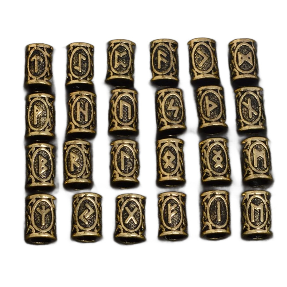 Набір скандинавських рун "Руни вікінгів" 24 штук бронзовий внутрішній діаметр руни - 4,5 мм., фото 1