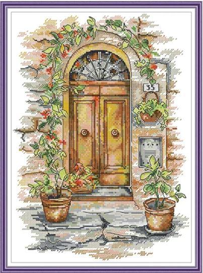 Набір для вишивання за нанесеною на канву схемою "Four Seasons Door of summer".AIDA 14CT printed, 29*37 см