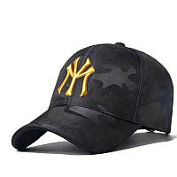 Кепка Бейсболка Чоловіча Жіноча New Era New York Yankees NY Чорна з Золотим лого