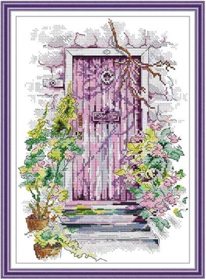 Набір для вишивання за нанесеною на канву схемою "Four Seasons Door of spring".AIDA 14CT printed, 27*36 см