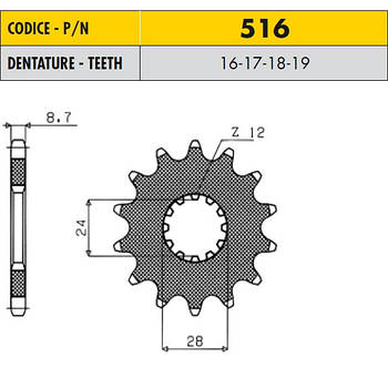 Зірочки мотоциклетні SUNSTAR 51618