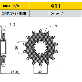 Зірочки мотоциклетні SUNSTAR 41115