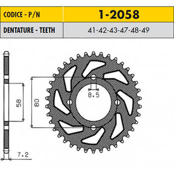 Зірочки мотоциклетні SUNSTAR 1-2058-48