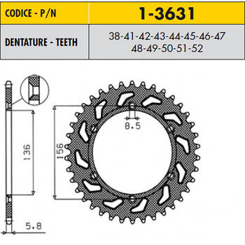 Зірочки мотоциклетні SUNSTAR 1-3631-45