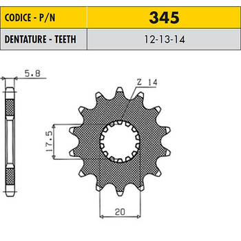 Зірочки мотоциклетні SUNSTAR 34514