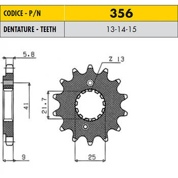 Зірочки мотоциклетні SUNSTAR 35615