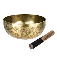 Тибетська чаша Singing bowl Мантри Мані та полум'я Холодне кування 23 23 10,5 см Бронзовий KB, код: 7996416