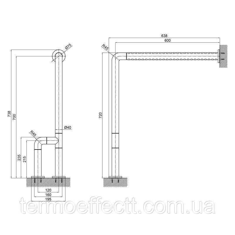 Поручень універсальний Qtap Freedom 600х700 White QT2291CZ6002W - фото 2 - id-p2053642825