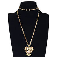 Біжутерна підвіска на шию Бантик у каменях