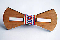 Дерев'яна краватка метелик "Вишиванка - 2" ручної роботи, серія Patriot