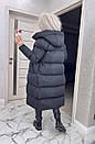 Модна довга жіноча куртка пальто з капюшоном, Тепла жіноча зимова курточка "Alicia", фото 7