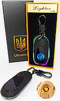 Электрическая зажигалка - брелок Украина (с USB-зарядкой и подсветкой ) HL-468 Black mate