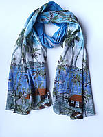 Шарф-палантин жіночий весна-осінь в пальми Без бренду 180х74 см Блакитний