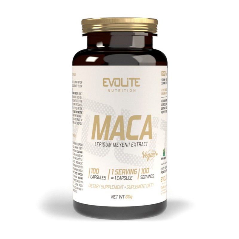 Мака екстракт кореня Evolite Nutrition Maca 500 mg 100 вег. капсул, фото 1