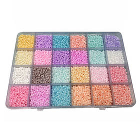 Набір бісеру для рукоділля плетіння браслетів і прикрас 24 кольори в боксі органайзері (60398)