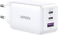Сетевое зарядное устройство Ugreen 2xUSB-A 1xUSB-C QC4.0 65W GaN Tech Fast White (CD244)