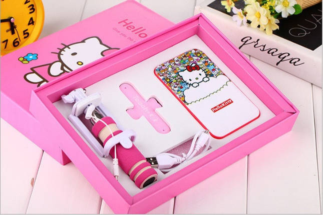Універсальний набір Power bank+селфи палиця Hello Kitty, фото 2