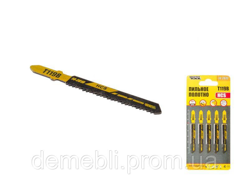 Полотно пильне для лобзика MASTERTOOL по дереву 5 шт швидкий прямий рез 12TPI 77 мм T119B 14-2819 DMB, фото 1