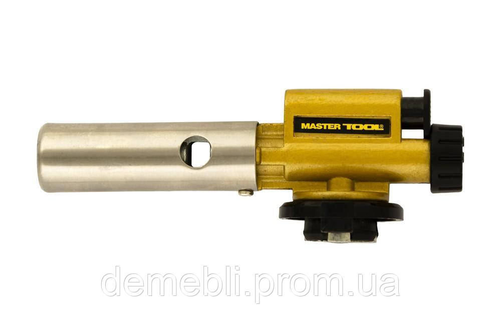 Пальник для газового балона MASTERTOOL "Огниво" п'єзопідпал/керамічний захист Ø22 мм/1300°С металічний корпус, фото 1