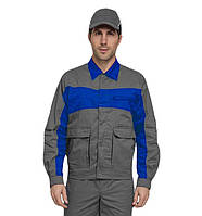Куртка рабочая НОВАТОР т.серый/василек смесовая (65%п/э+35%х/б)