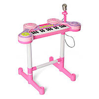Детский игровой синтезатор на 31 клавишу со стульчиком и микрофоном MP3 HC-3012C Розовый