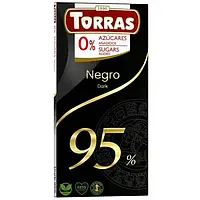 Черный шоколад без сахара 95% какао Torras 75 грамм без глютена | Испания