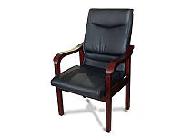 Кресло офисное для конференций Кальяри комбинированная кожа люкс черная (Диал ТМ)