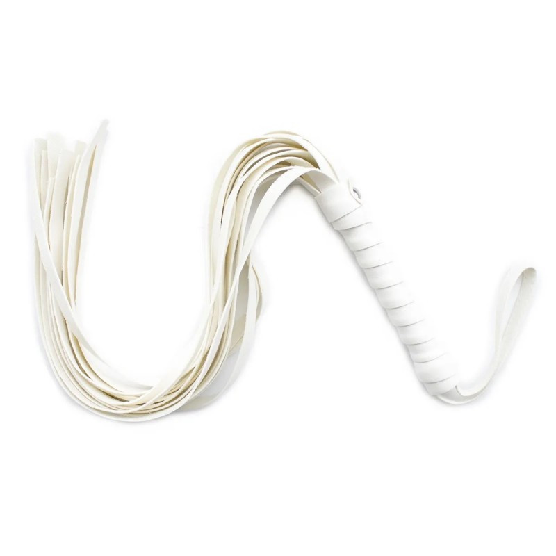 Плеть із ручкою для рольових ігор Flirt Whip Bound Leather White Кітті