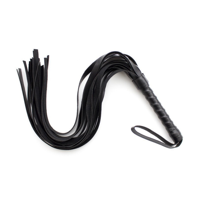 Плеть із ручкою для рольових ігор Flirt Whip Bound Leather Black Кітті
