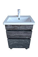 Тумба Kraft 60 залізний камінь з умивальником Комо у ванну кімнату